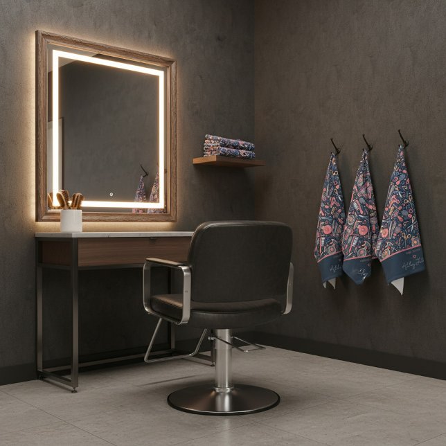 Portuguese folk hair icons — navy, blush & cream handtuch (Von Creator hochgeladen)