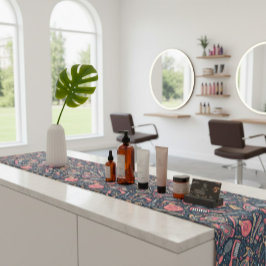 Portuguese folk hair icons — navy, blush & cream kurzer tischläufer