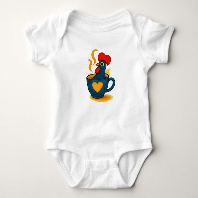 Portuguese Galo de Barcelos Coffee Baby Bodysuit – Baby Strampler (Vorderseite)