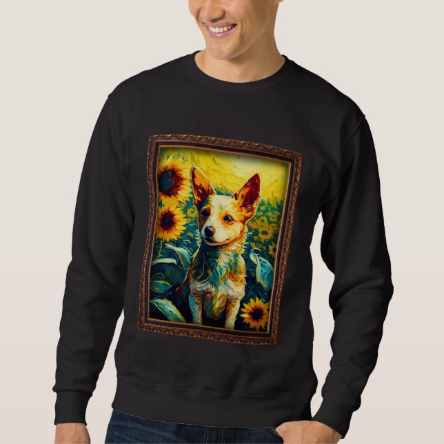 Portuguese Podengo Pequeno Painting Sunflower Flow Sweatshirt (Vorderseite)