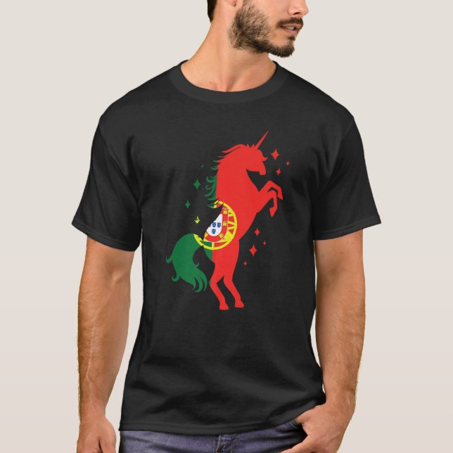 Portuguese Roots Unicorn Portugal Flag T-Shirt (Vorderseite)