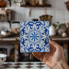 Portuguese Tile Art Coasters Vibrant Blue & White Fliese