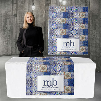 Portuguese Tiles Logo Business Table Runner Banner Wandteppich