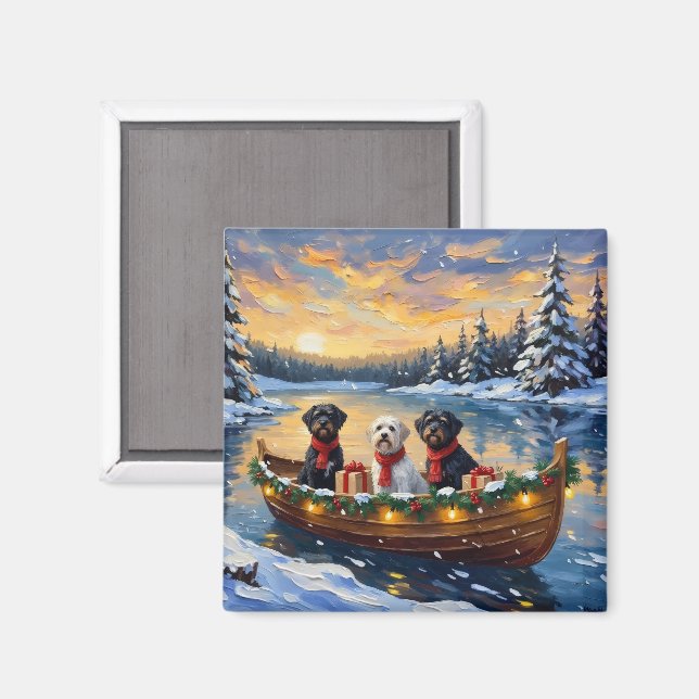 Portuguese Water Dog Christmas Boat Holiday Magnet (Vorderseite/Rückseite)