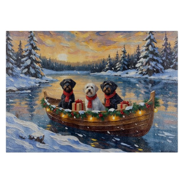 Portuguese Water Dog Christmas Boat Holiday Schneidebrett (Vorderseite)