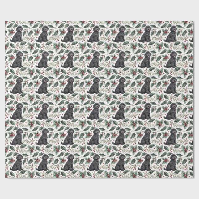 Portuguese Water Dog Christmas Wrapping Paper Geschenkpapier (Flach)