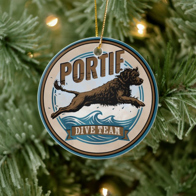 Portuguese Water Dog - Dive Team Keramik Ornament (Baum)