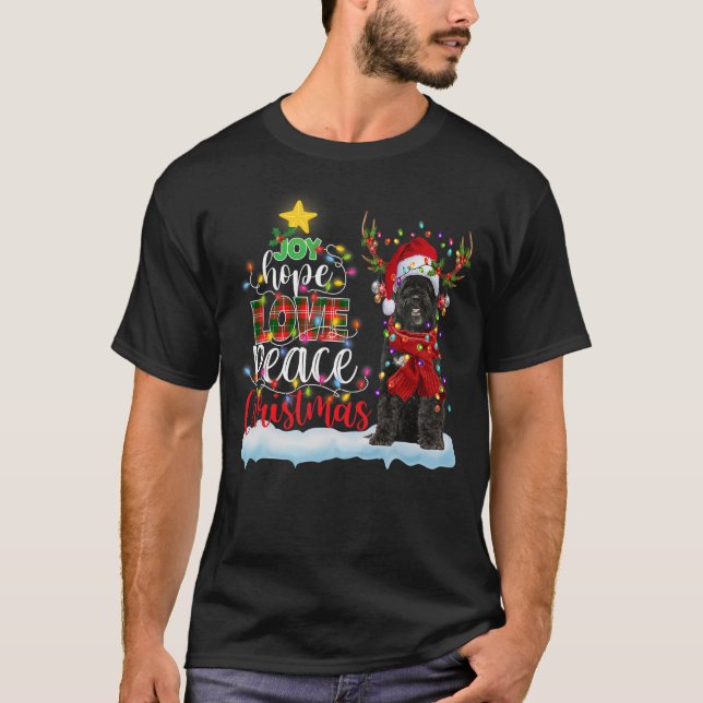 Portuguese Water Dog Santa Hat Christmas Light T-Shirt (Vorderseite)