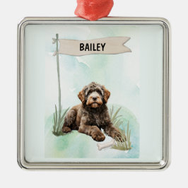 Portuguese Water Dog Watercolor Personalized Dog Ornament Aus Metall