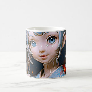 Porzellan-Anime-Mädchen unter Laternenlicht Kaffeetasse
