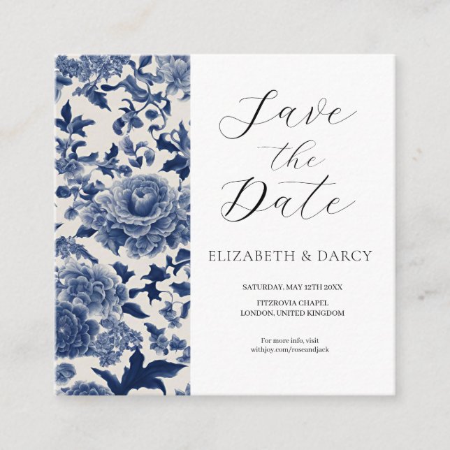 Porzellan Elegante: Hochzeit mit Blumen Begleitkarte (Vorderseite)