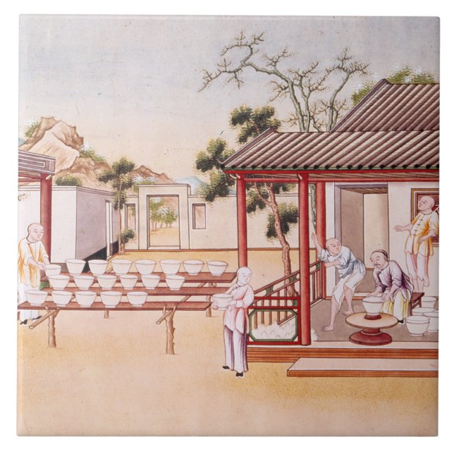 Porzellan-Herstellung (w/c auf Papier) Fliese (Vorderseite)