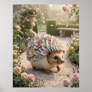 Porzellan-Igel-Garten-Glanz Poster