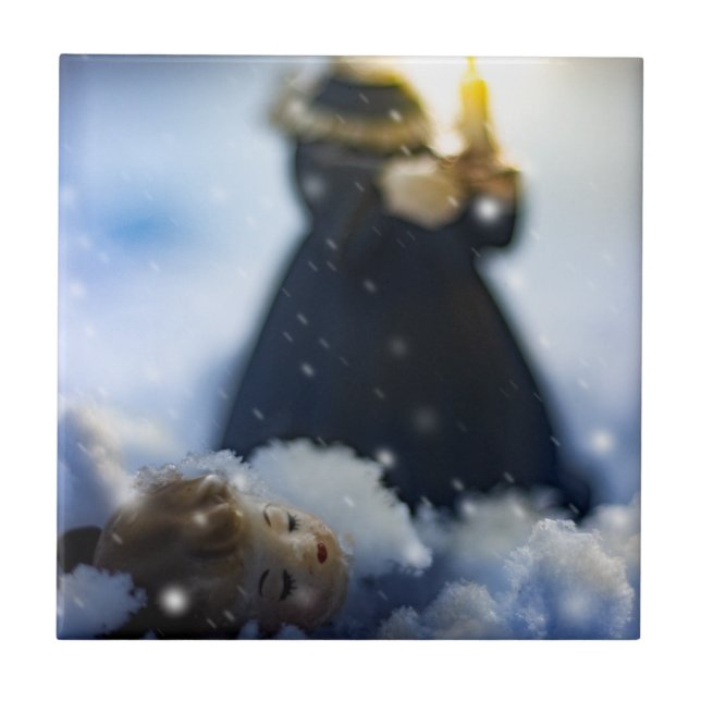 Porzellan im Schnee X Fliese (Vorderseite)