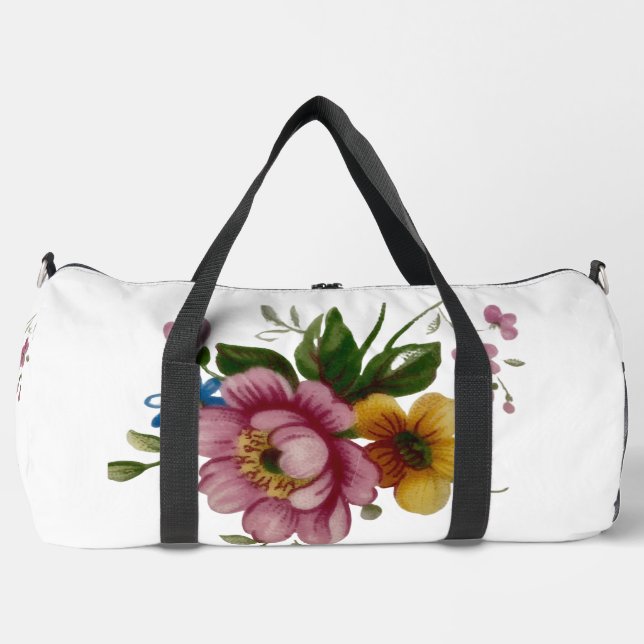 Porzellan-Inspirierte Blumen Duffle Bag (Vorderseite)