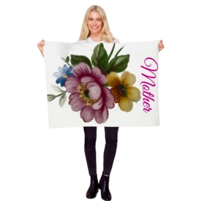 Porzellan-inspirierte Flora Fleecedecke (A warm throw blanket with an elegant floral design. )