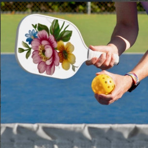 Porzellan inspiriertes Florales Design  Pickleball Schläger