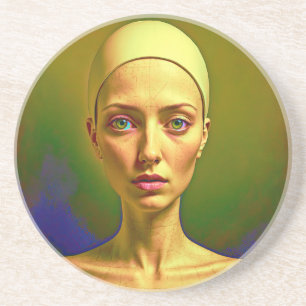 Porzellan-Soul - Farbiges Portrait Getränkeuntersetzer