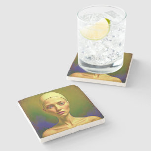 Porzellan-Soul - Farbiges Portrait Steinuntersetzer