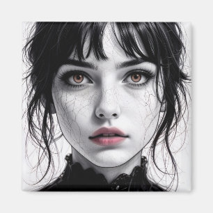 Porzellangesicht mit gefesseltem Herzen. Magnet