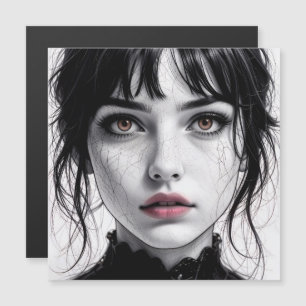 Porzellangesicht mit gefesseltem Herzen. Magnetkarte