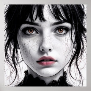 Porzellangesicht mit gefesseltem Herzen. Poster