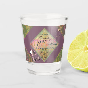 Porzellangrafiken zum 18. Hochzeitstag Schnapsglas