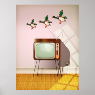 Porzellanherden an der Wand Poster