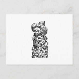 Posada Calavera mit Mustache und Tequila Postkarte