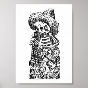 Posada Calavera mit Schnurrbart und Tequila Poster