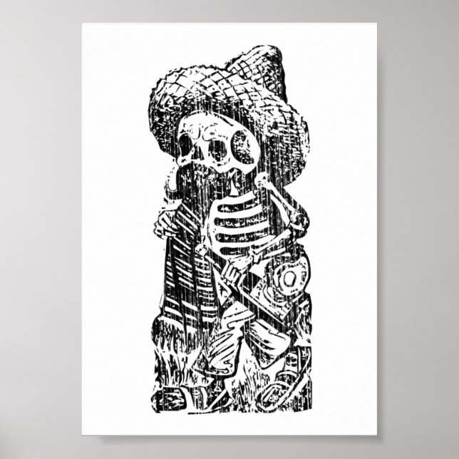 Posada Calavera mit Schnurrbart und Tequila Poster (Vorne)