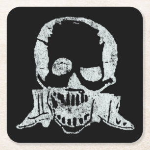 Posada Calavera Stiefel und Totenkopf Rechteckiger Pappuntersetzer