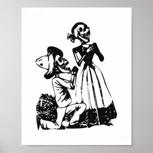 Posada Cavalera Courting Skeleton Couple Poster