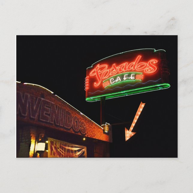 Posados Cafe Neon Sign Postkarte (Vorderseite)