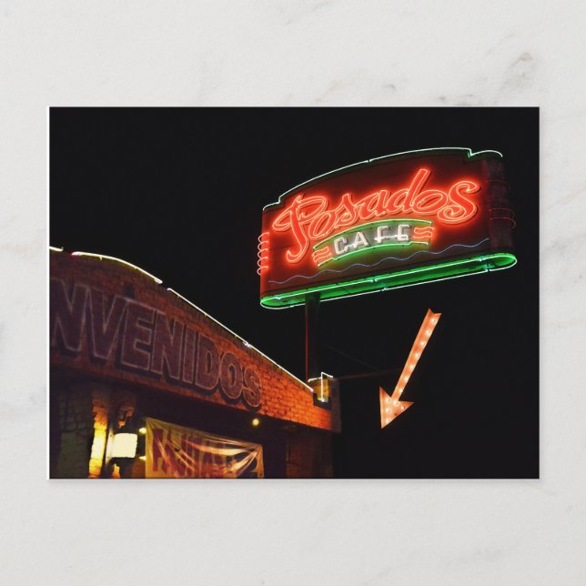 Posados Cafe Neon Sign Postkarte (Vorderseite)