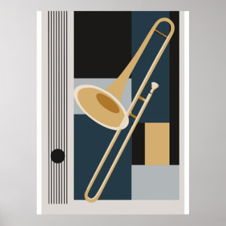 Posaune Bauhaus Druck, Mid Century Modern Musik A Poster