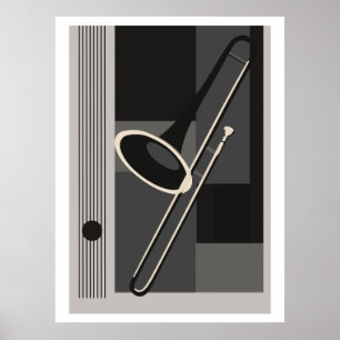 Posaune Bauhaus Druck, Mid Century Modern Musik Poster