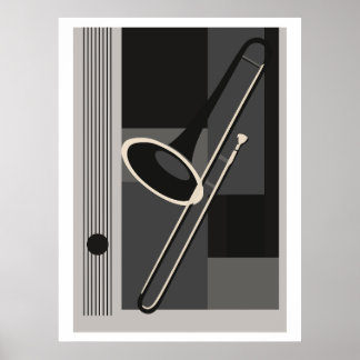 Posaune Bauhaus Druck, Mid Century Modern Musik Poster