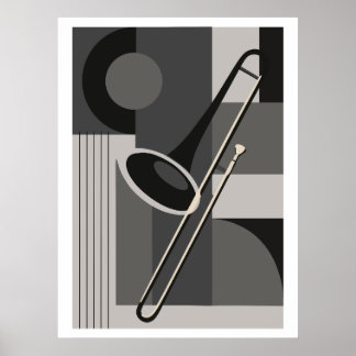 Posaune Bauhaus Druck, Mid Century Modern Musik Poster