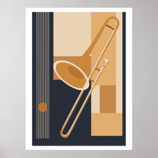 Posaune Bauhaus Druck, Mid Century Modern Musik Poster