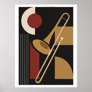 Posaune Bauhaus Druck, Mid Century Modern Musik Poster