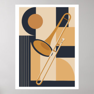 Posaune Bauhaus Druck, Mid Century Modern Musik Poster