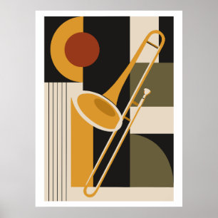 Posaune Bauhaus Druck, Mid Century Modern Musik Poster