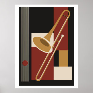 Posaune Bauhaus Druck, Mid Century Modern Musik Poster
