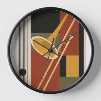 Posaune Bauhaus Druck, Mid Century Modern Musik Uhr
