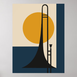 Posaune Silhouette Mid-Century Modern Poster