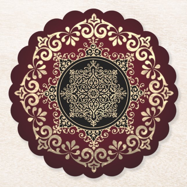 Posavasos de cartón rojo con decoración untersetzer (Vorderseite)