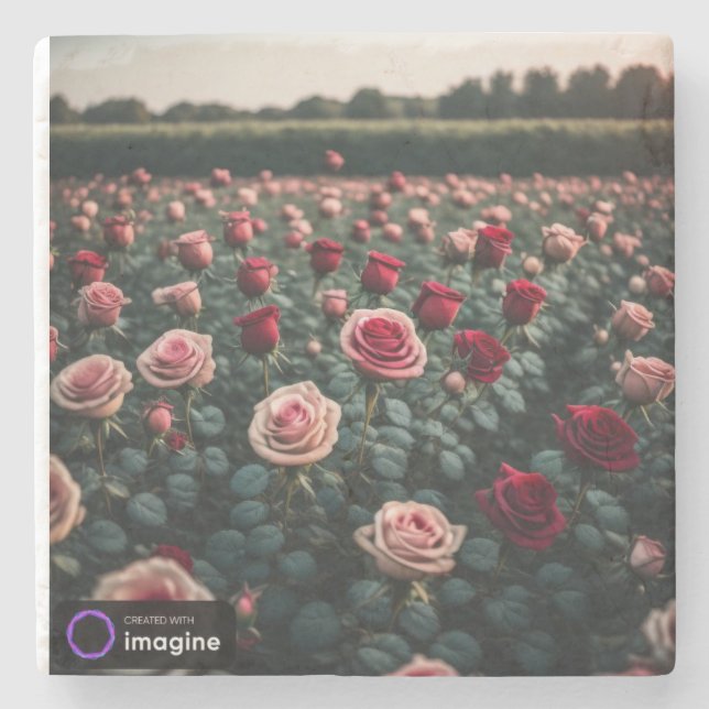 Posavasos flores rosas steinuntersetzer (Vorderseite)