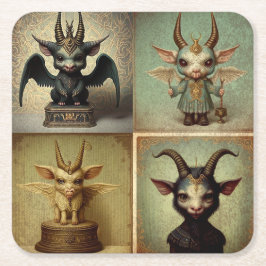 Posavasos personalizados originales Baphomet. Rechteckiger Pappuntersetzer