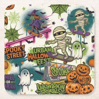 posavasos urban halloween rechteckiger pappuntersetzer